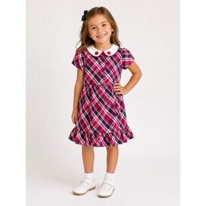 Gymboree Girls Size 5t Apple Embroidered Red/ Navy Plaid Dress First Day School